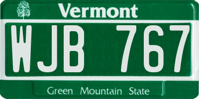 VT license plate WJB767