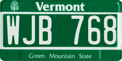 VT license plate WJB768