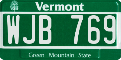 VT license plate WJB769