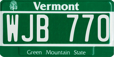 VT license plate WJB770