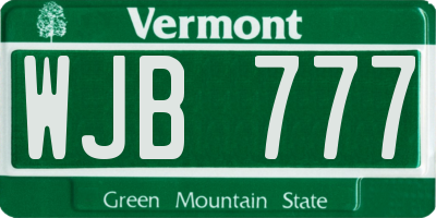 VT license plate WJB777