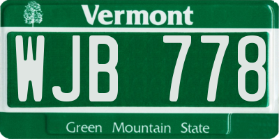 VT license plate WJB778