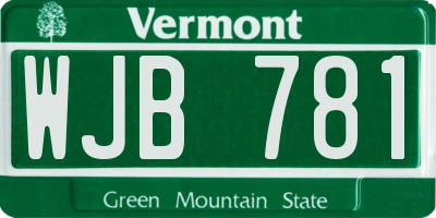 VT license plate WJB781