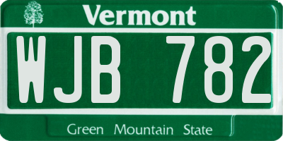 VT license plate WJB782