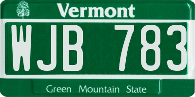 VT license plate WJB783