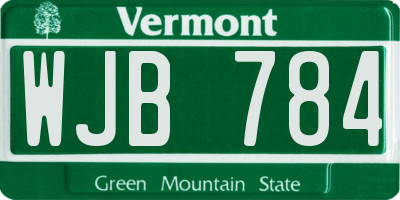 VT license plate WJB784