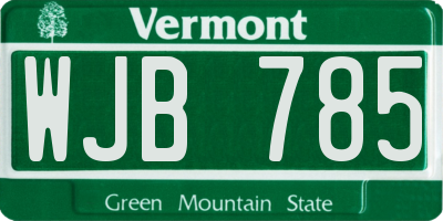 VT license plate WJB785