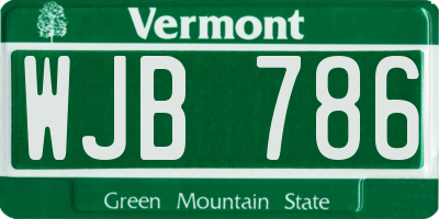 VT license plate WJB786