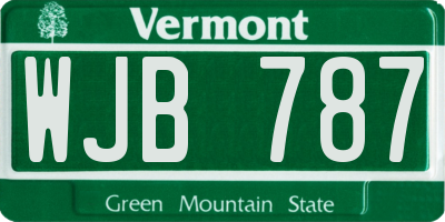 VT license plate WJB787