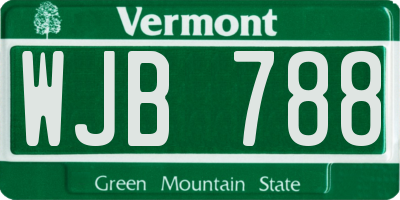 VT license plate WJB788