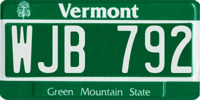 VT license plate WJB792