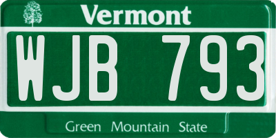 VT license plate WJB793