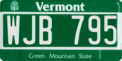 VT license plate WJB795