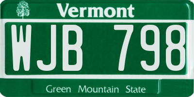 VT license plate WJB798