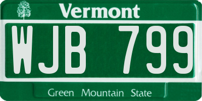 VT license plate WJB799