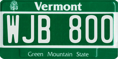 VT license plate WJB800