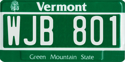 VT license plate WJB801