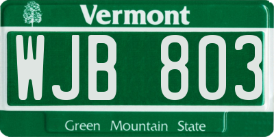 VT license plate WJB803