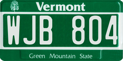 VT license plate WJB804
