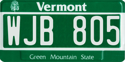 VT license plate WJB805