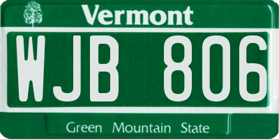 VT license plate WJB806