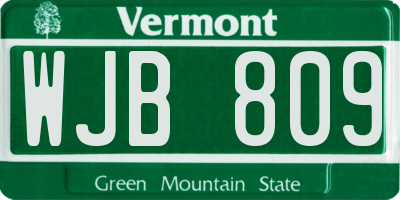 VT license plate WJB809