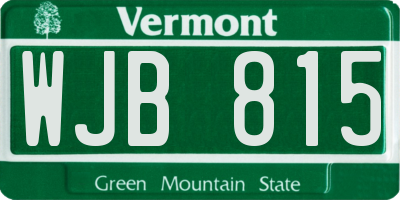 VT license plate WJB815