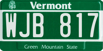 VT license plate WJB817