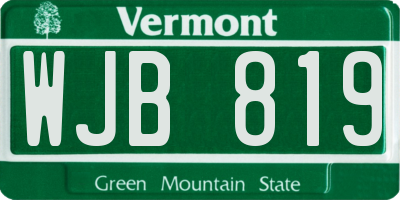 VT license plate WJB819