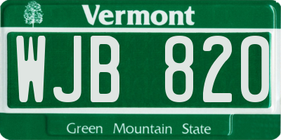 VT license plate WJB820
