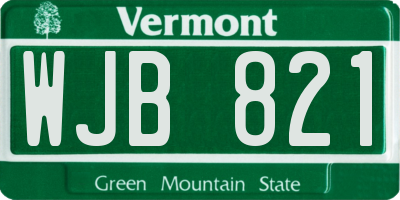 VT license plate WJB821