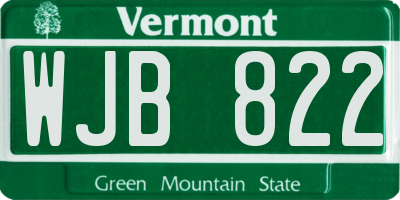 VT license plate WJB822