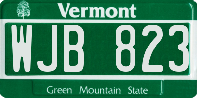 VT license plate WJB823