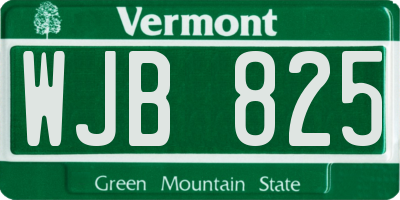 VT license plate WJB825