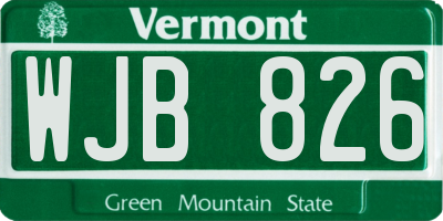 VT license plate WJB826