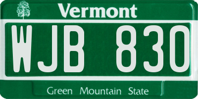 VT license plate WJB830