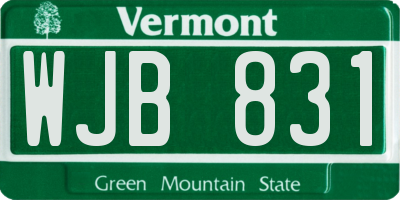 VT license plate WJB831