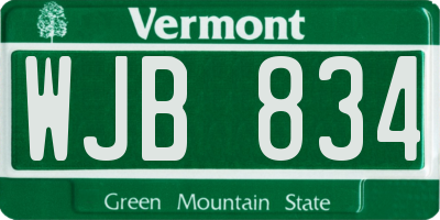 VT license plate WJB834