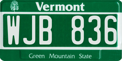 VT license plate WJB836