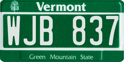 VT license plate WJB837