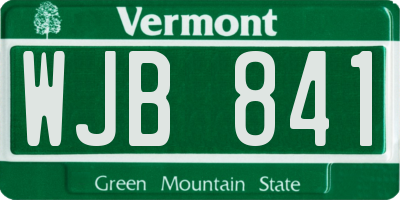 VT license plate WJB841