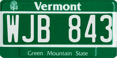VT license plate WJB843