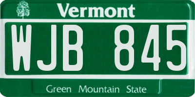 VT license plate WJB845