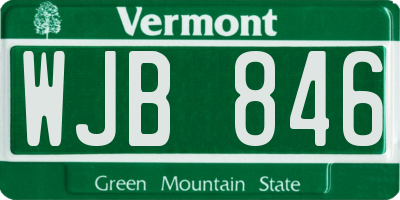 VT license plate WJB846