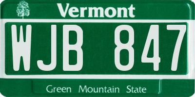 VT license plate WJB847