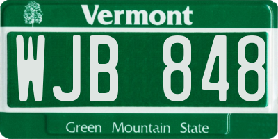 VT license plate WJB848