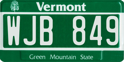 VT license plate WJB849