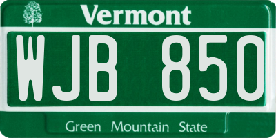 VT license plate WJB850