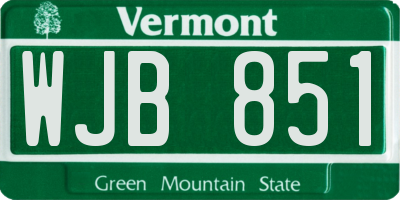VT license plate WJB851