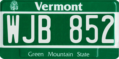 VT license plate WJB852